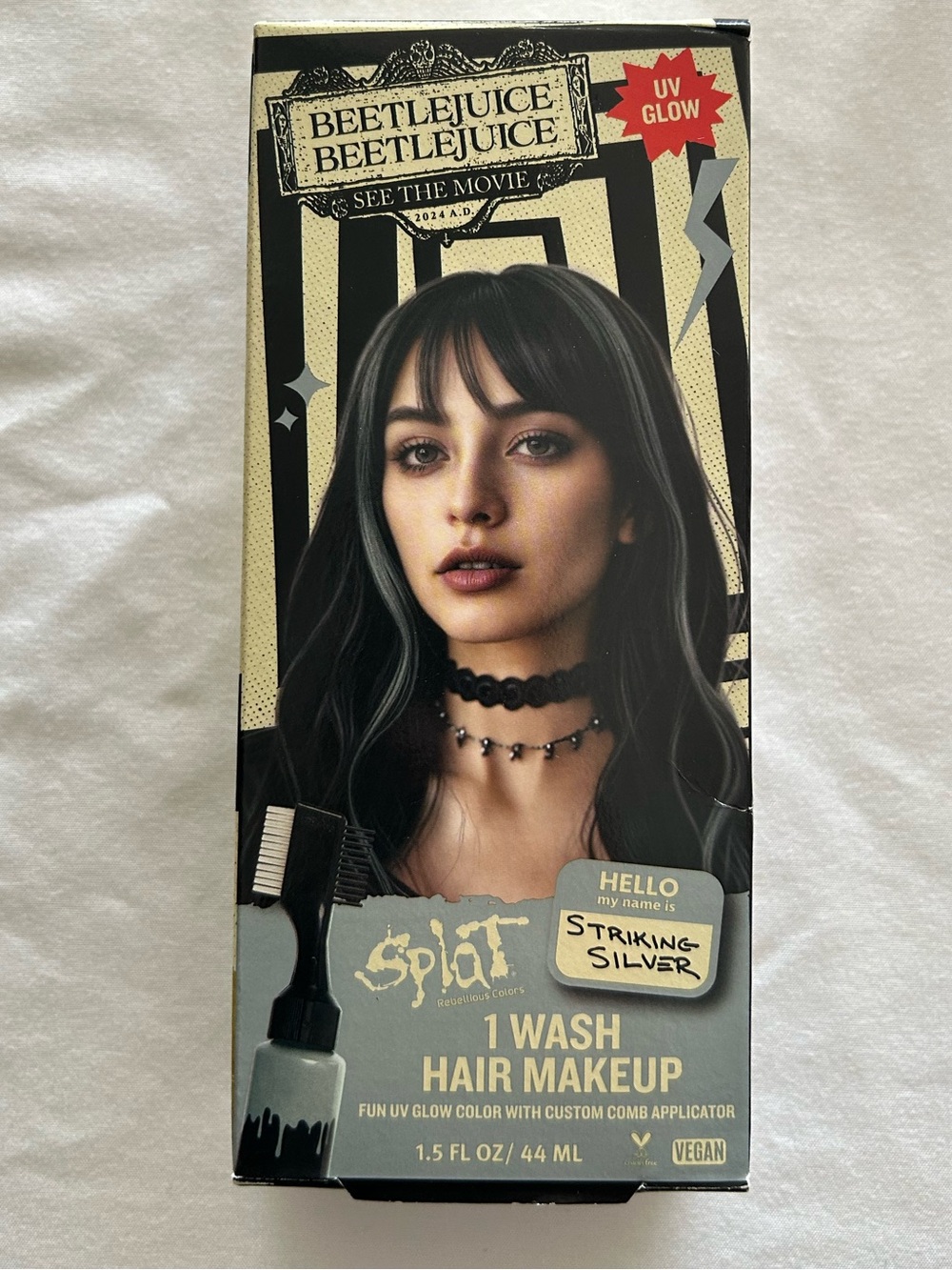 Beetlejuice Beetlejuice Splat 1-Wash Temporary Hair Dye, Striking Silver